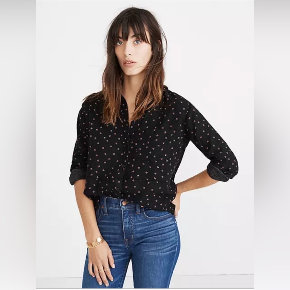 Madewell Oversized Ex-Boyfriend Shirt Mini Floral. SZ-Medium